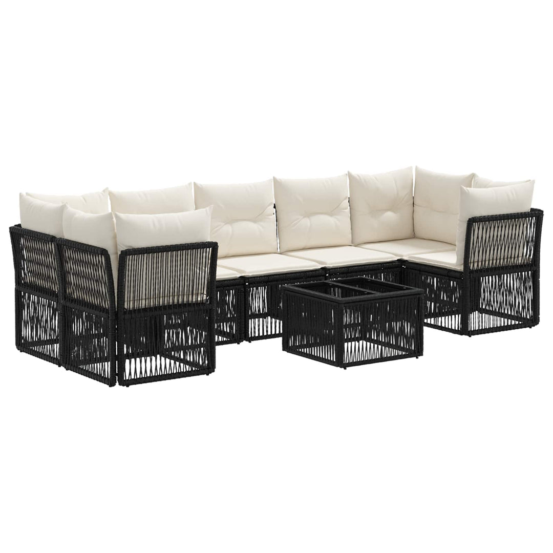 Havesofa Sæt 8 stk. Sort polyrattan