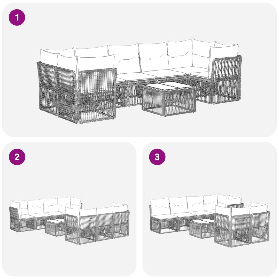 Havesofa Sæt 8 stk. Grå polyrattan
