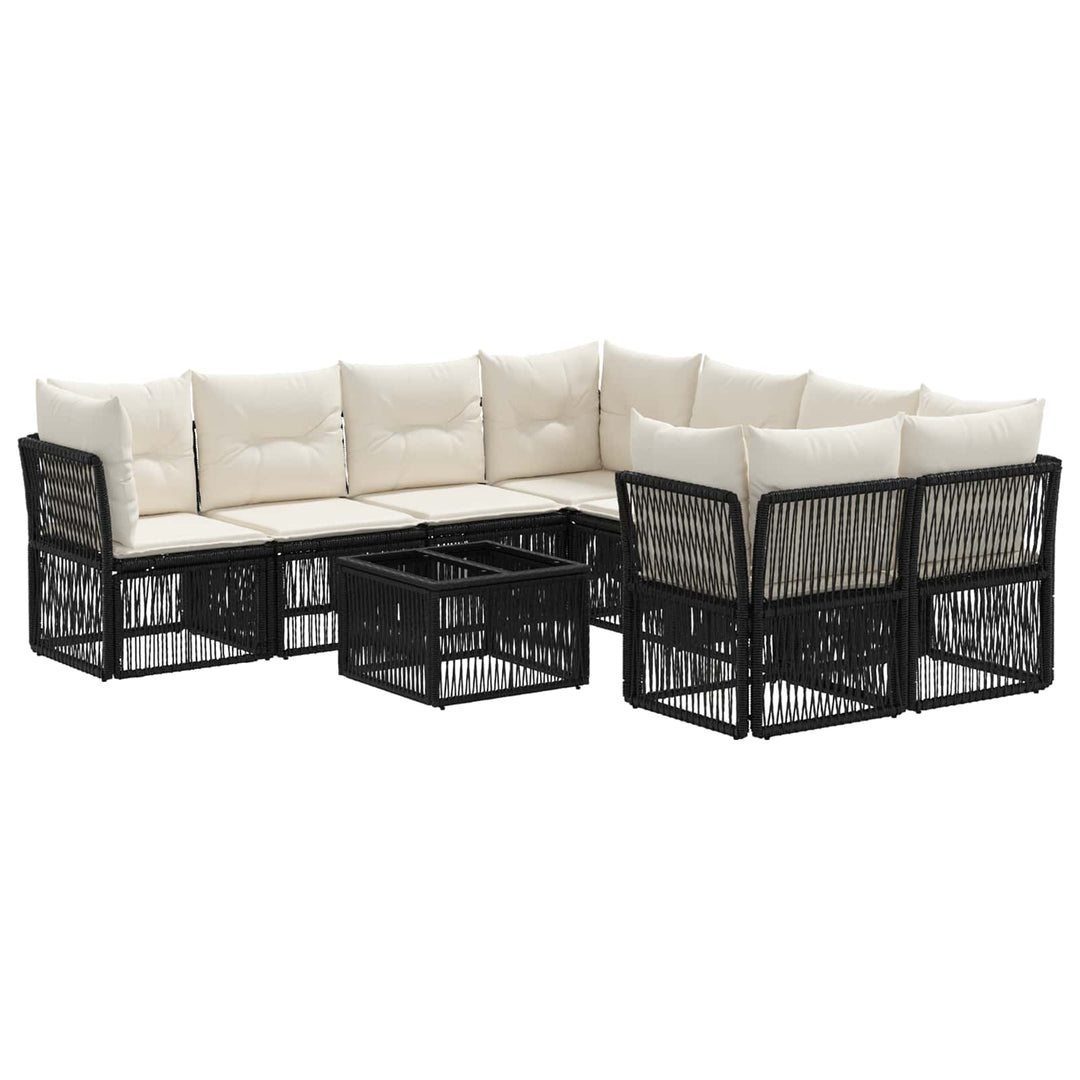 Havesofa Sæt 9 stk. Sort polyrattan
