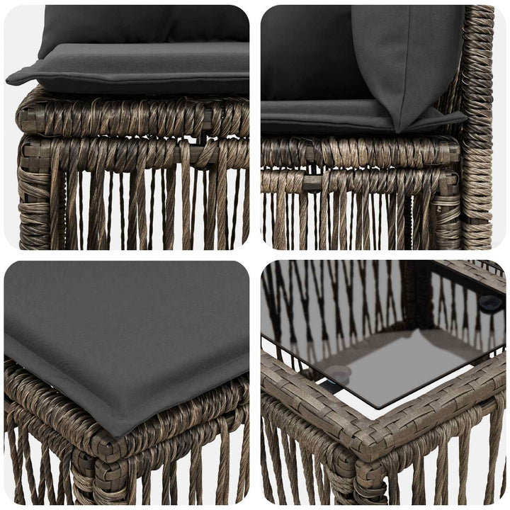 Havesofa Sæt 9 stk. Grå polyrattan