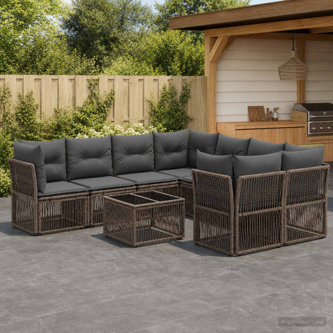 Havesofa Sæt 9 stk. Grå polyrattan