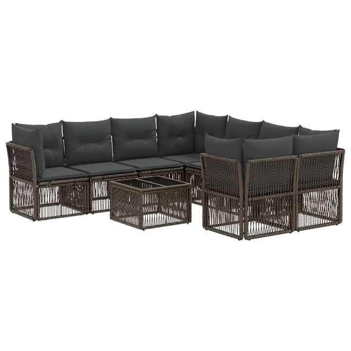 Havesofa Sæt 9 stk. Grå polyrattan