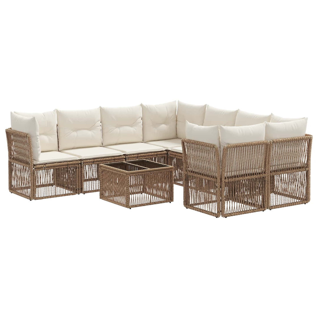 Havesofa Sæt 9 stk. Beige polyrattan