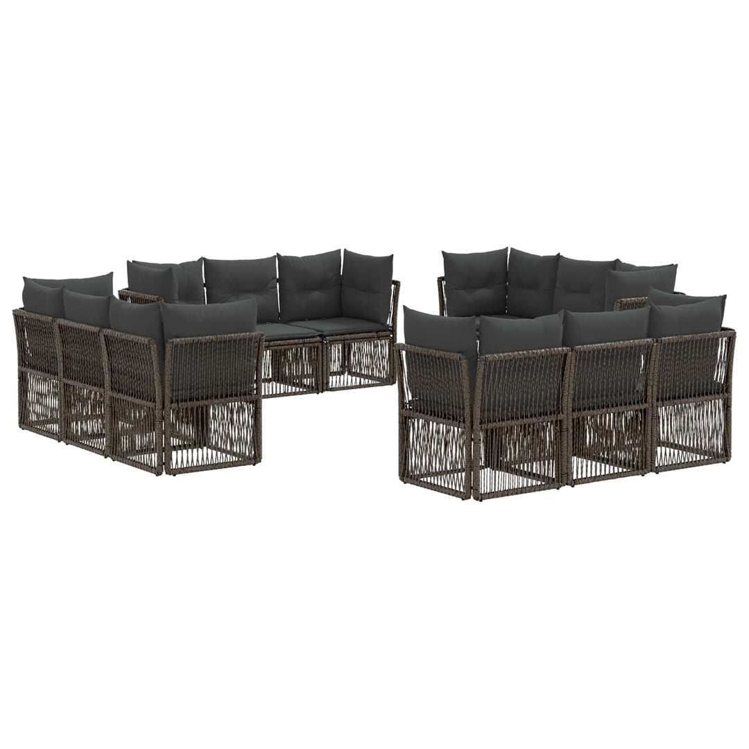 Havesofa Sæt 12 stk. Grå polyrattan