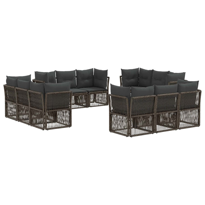 Havesofa Sæt 12 stk. Grå polyrattan