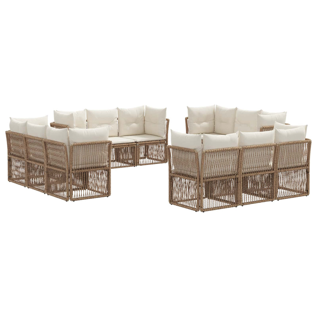 Havesofa Sæt 12 stk. Beige polyrattan
