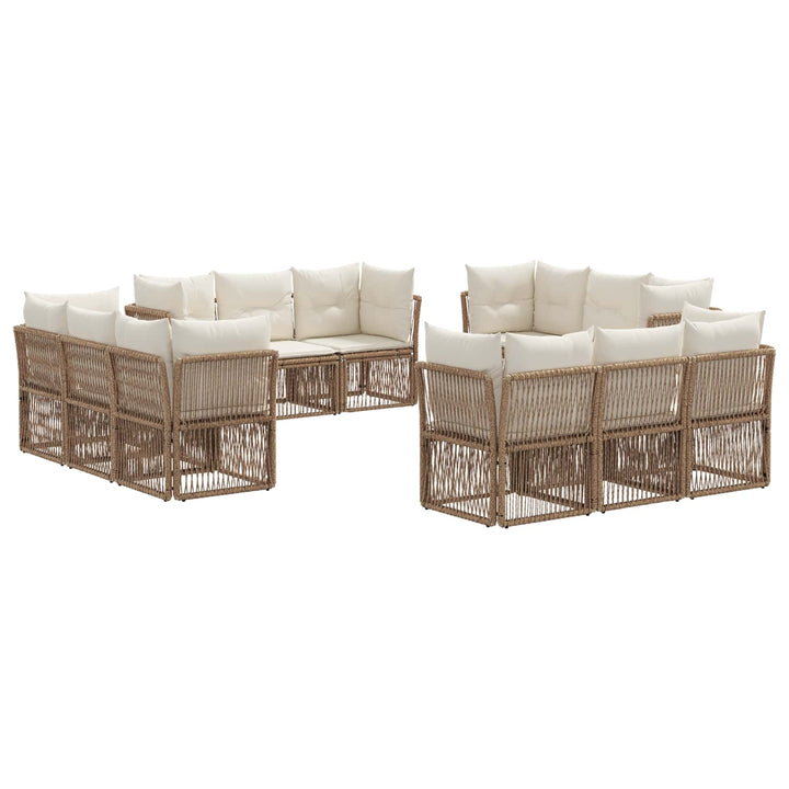 Havesofa Sæt 12 stk. Beige polyrattan