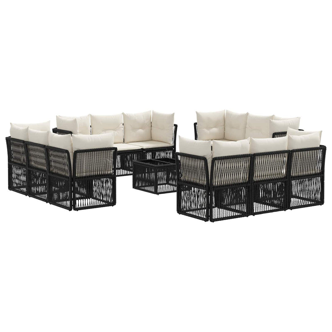 Havesofa Sæt 13 stk. Sort polyrattan