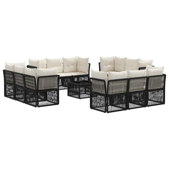 Havesofa Sæt 13 stk. Sort polyrattan