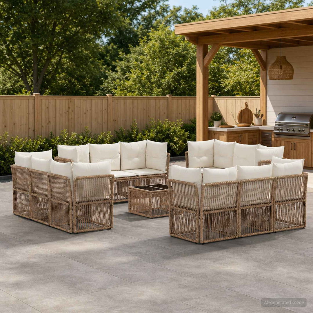 Havesofa Sæt 13 stk. Beige polyrattan
