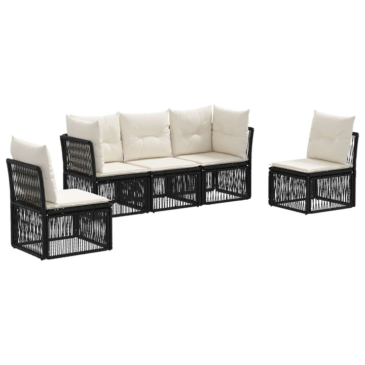 Havesofa Sæt 5 stk. Sort polyrattan