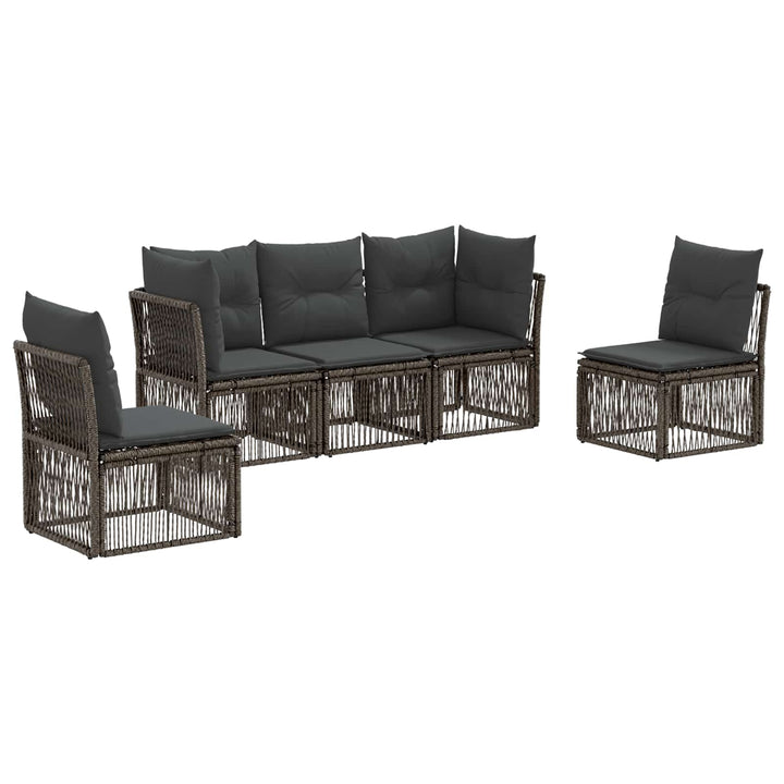 Havesofa Sæt 5 stk. Grå polyrattan
