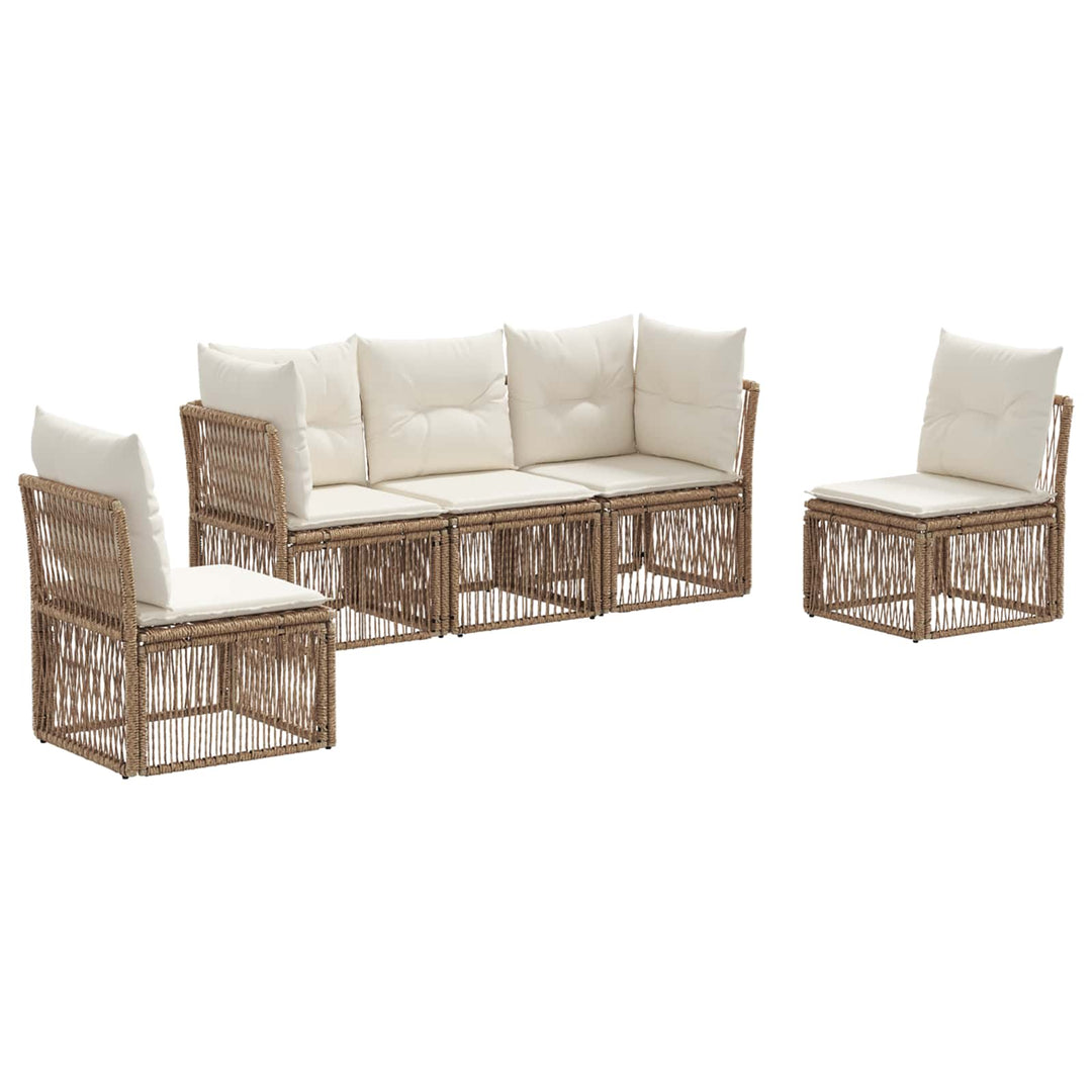 Havesofa Sæt 5 stk. Beige polyrattan