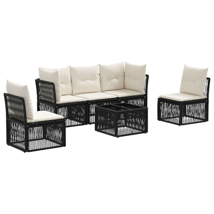 Havesofa Sæt 6 stk. Sort polyrattan