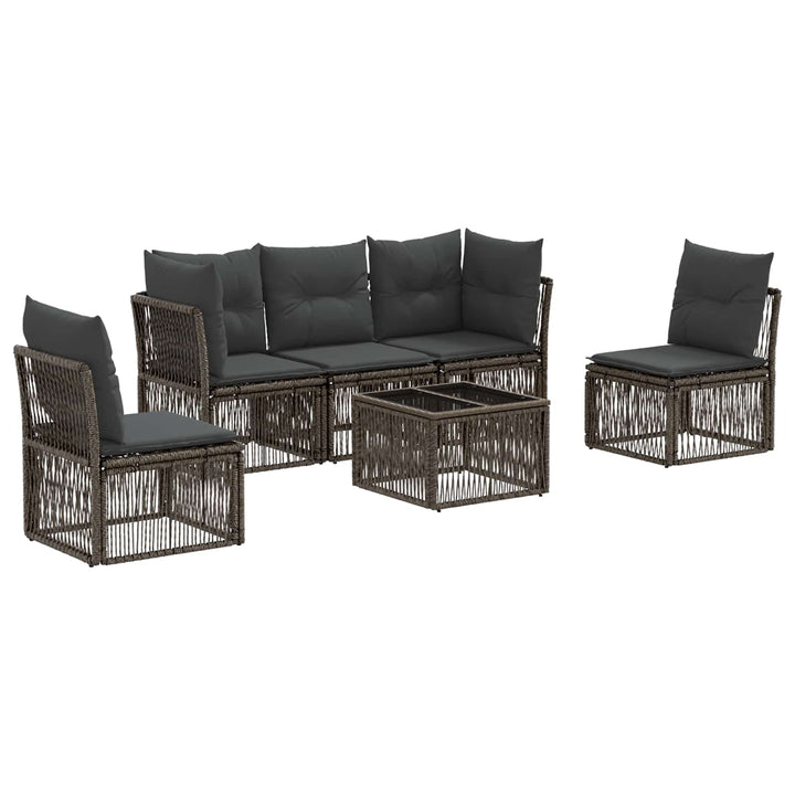 Havesofa Sæt 6 stk. Grå polyrattan