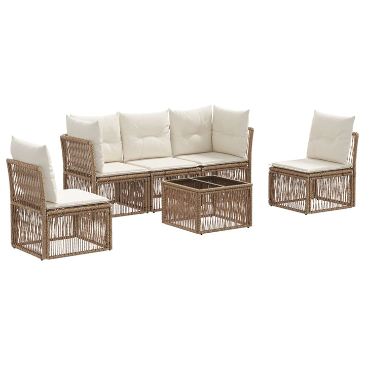 Havesofa Sæt 6 stk. Beige polyrattan