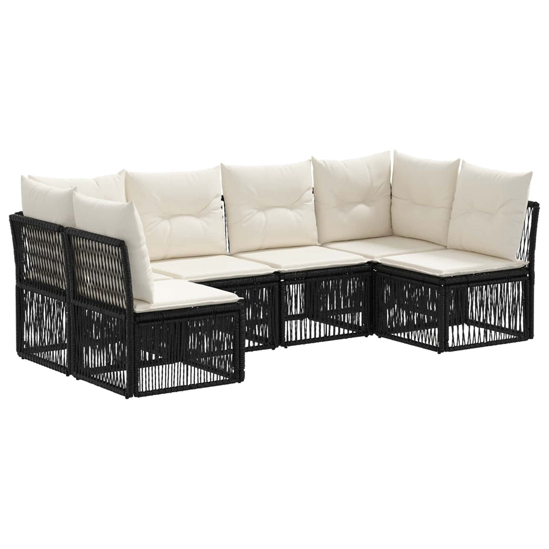 Havesofa Sæt 6 stk. Sort polyrattan
