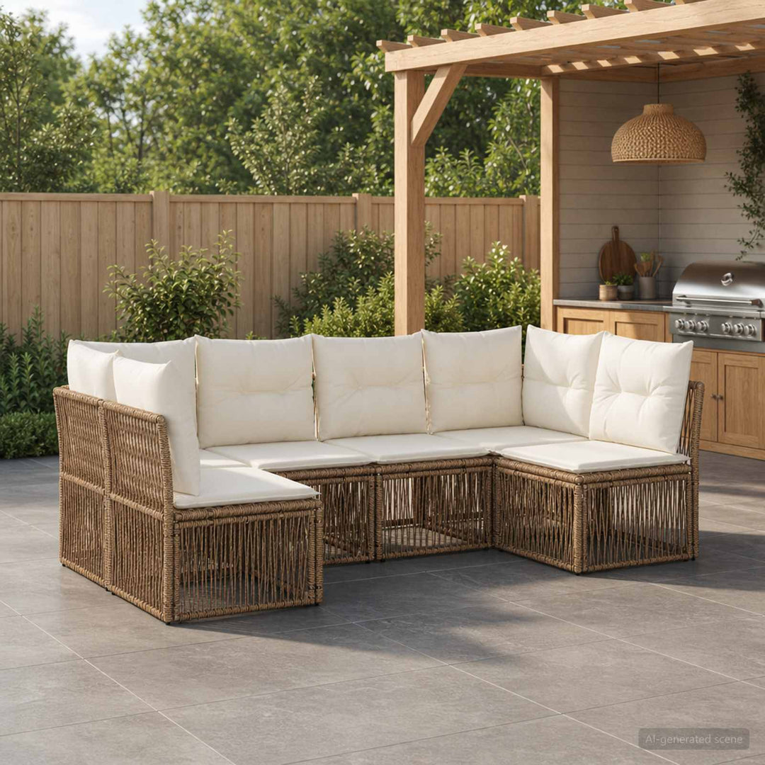 Havesofa Sæt 6 stk. Beige polyrattan
