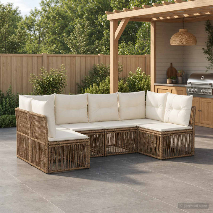 Havesofa Sæt 6 stk. Beige polyrattan