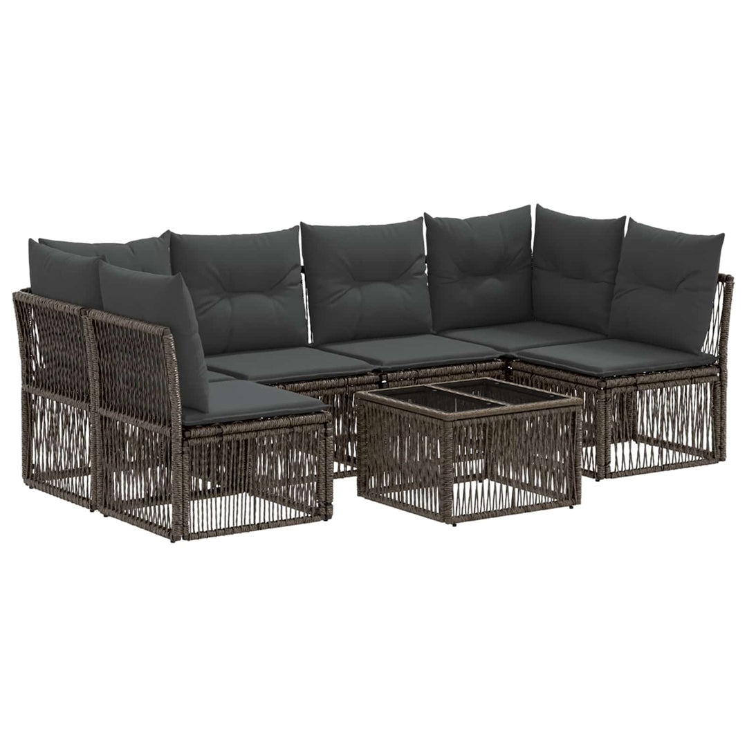 Havesofa Sæt 7 stk. Grå polyrattan