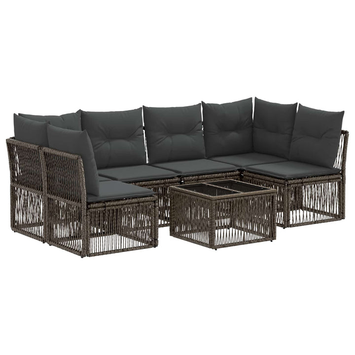 Havesofa Sæt 7 stk. Grå polyrattan