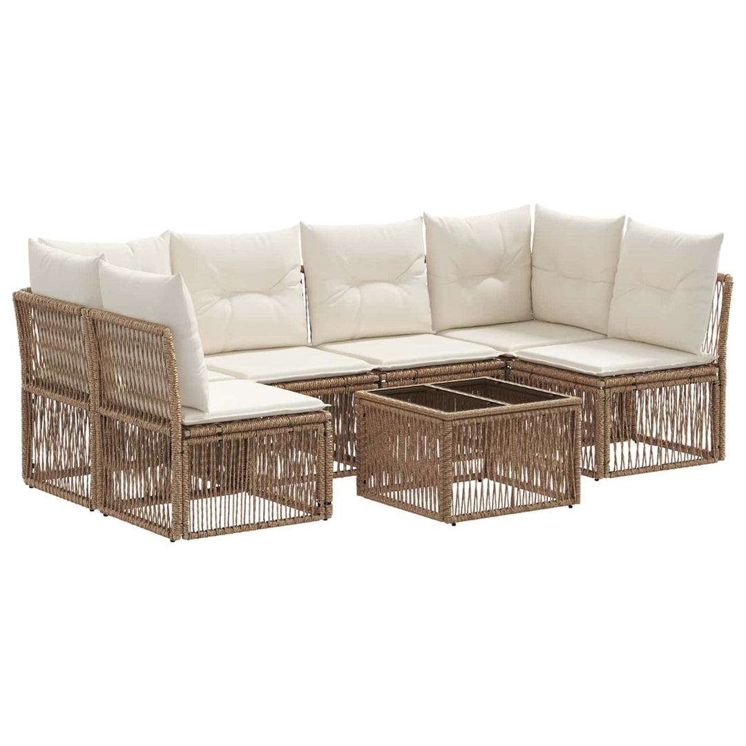 Havesofa Sæt 7 stk. Beige polyrattan