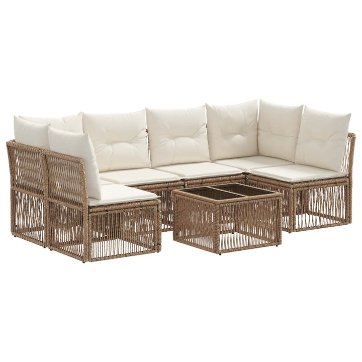Havesofa Sæt 7 stk. Beige polyrattan