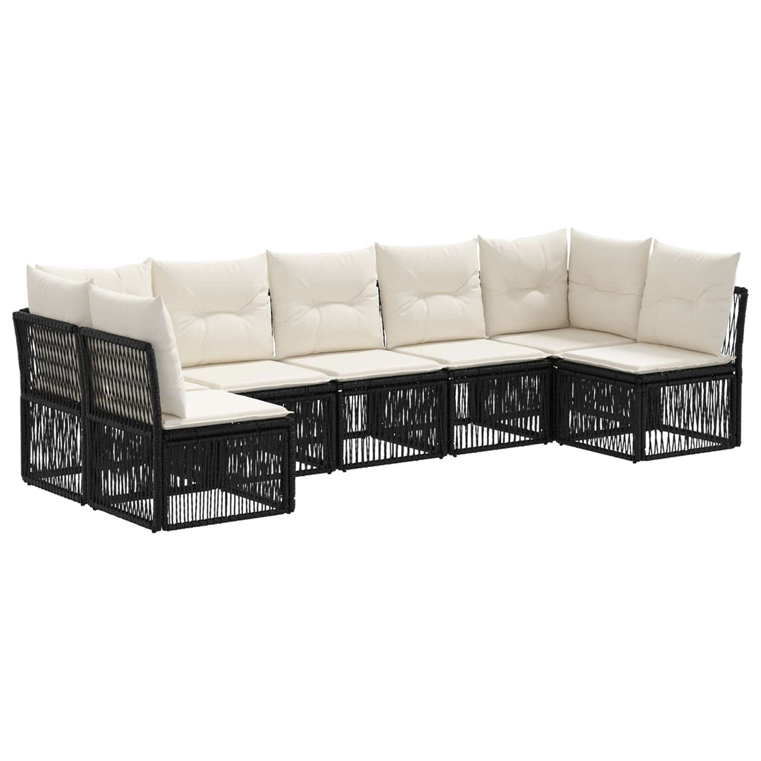 Havesofa Sæt 7 stk. Sort polyrattan