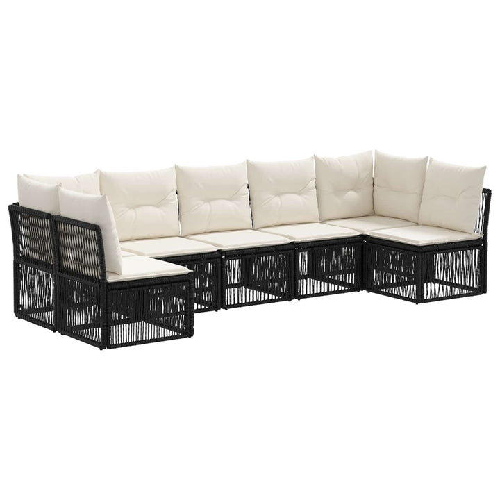 Havesofa Sæt 7 stk. Sort polyrattan