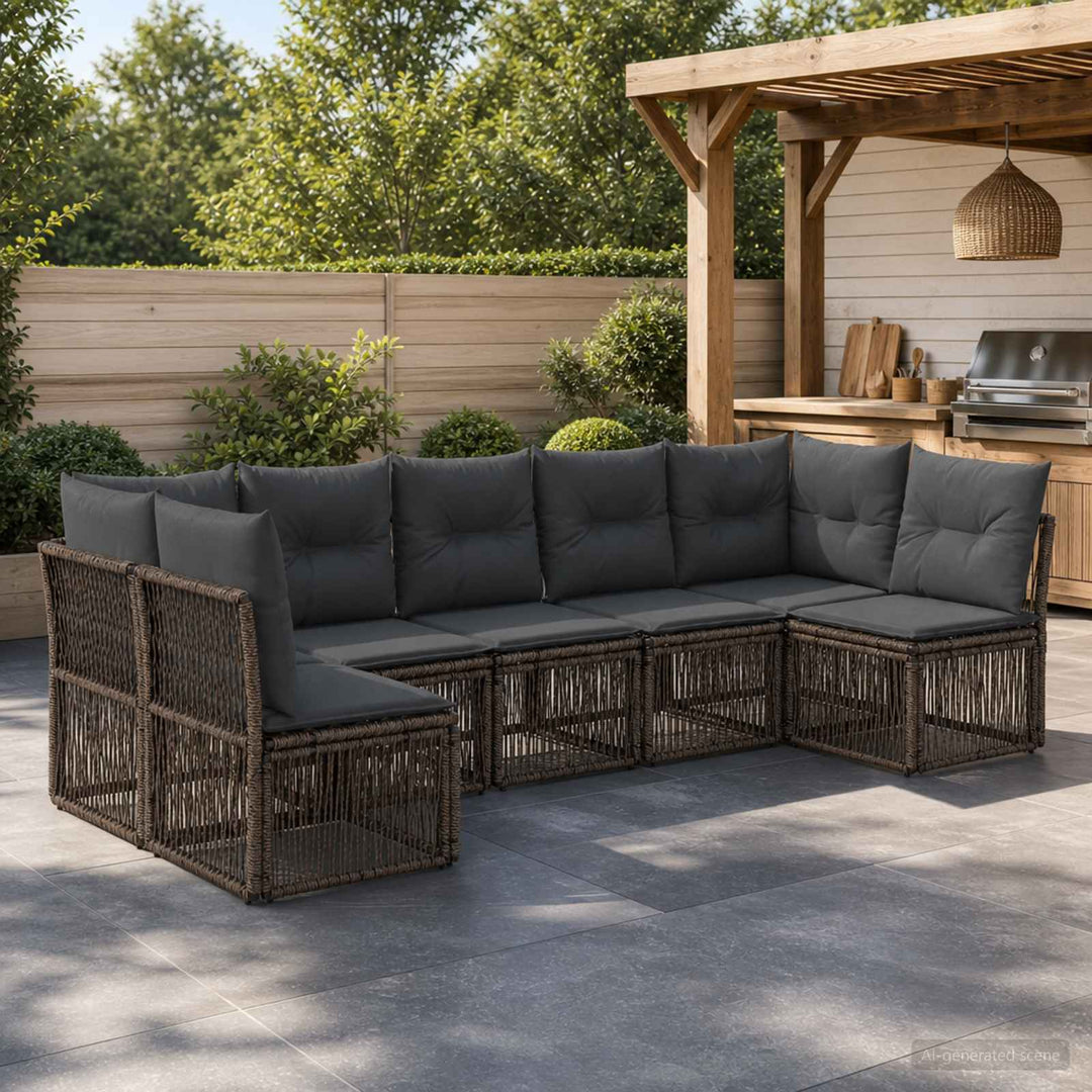 Havesofa Sæt 7 stk. Grå polyrattan