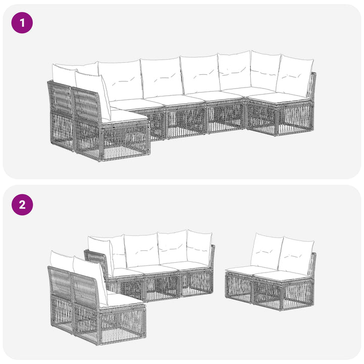 Havesofa Sæt 7 stk. Grå polyrattan