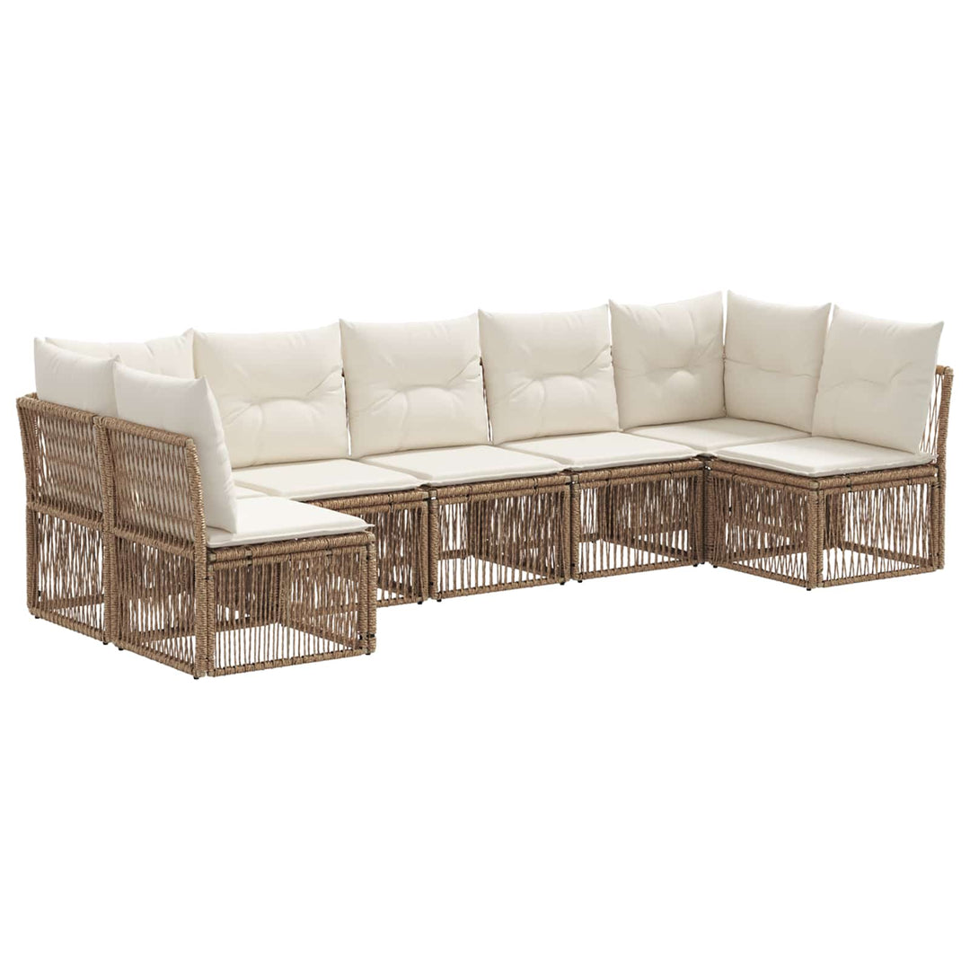 Havesofa Sæt 7 stk. Beige polyrattan