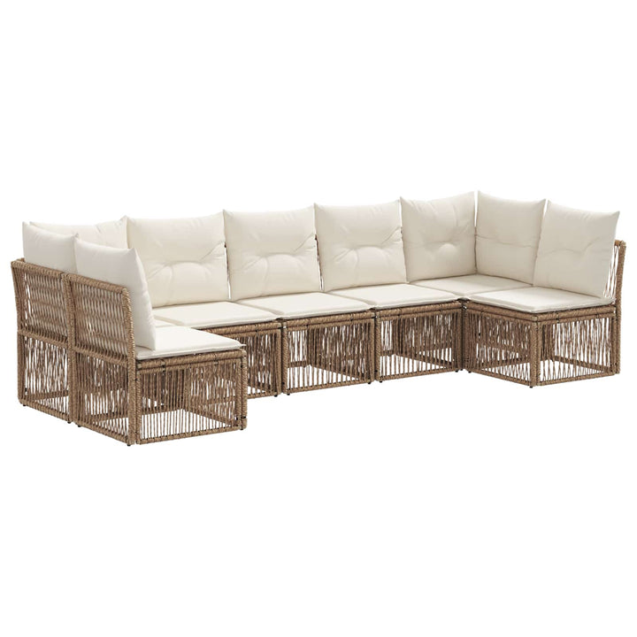 Havesofa Sæt 7 stk. Beige polyrattan