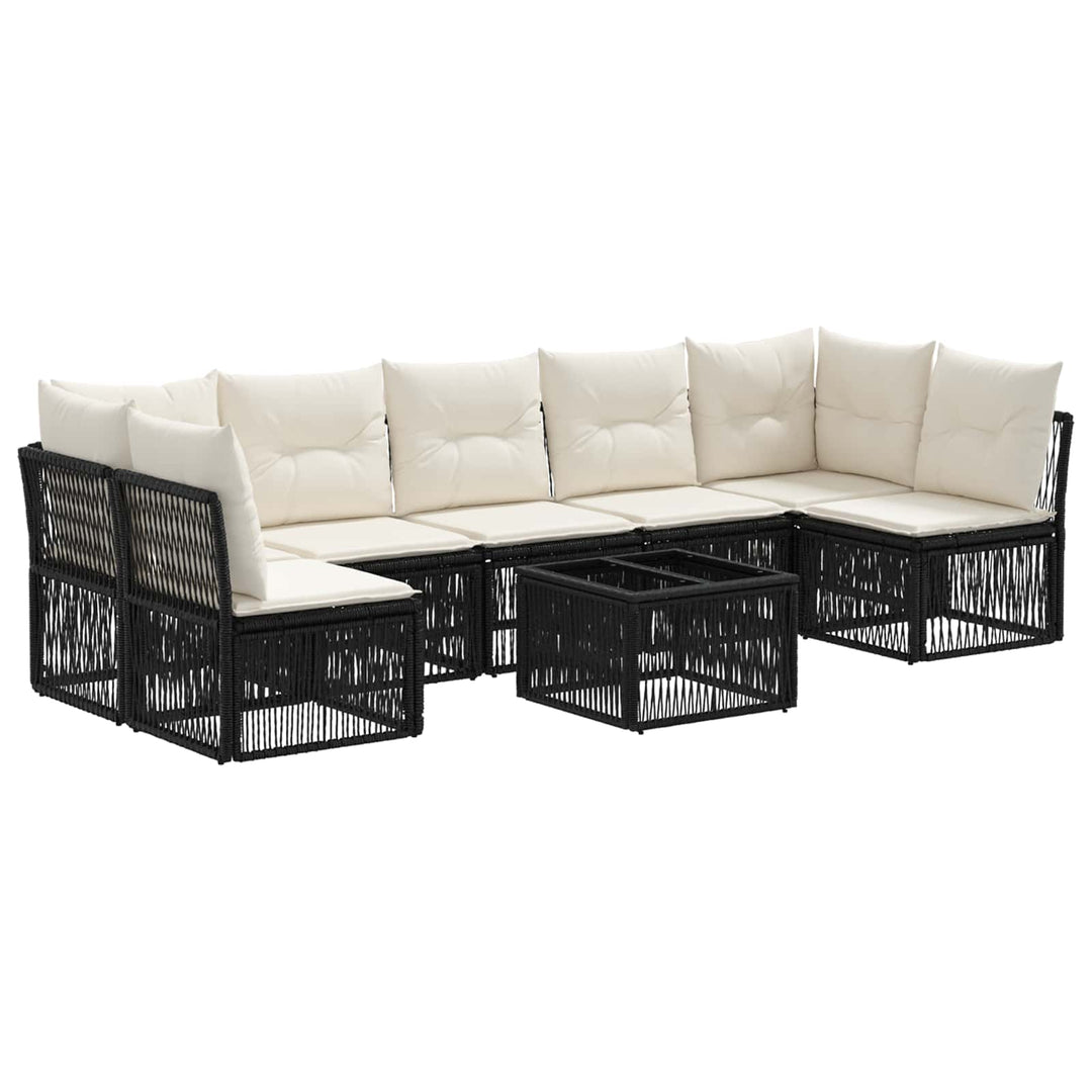 Havesofa Sæt 8 stk. Sort polyrattan