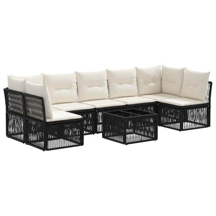 Havesofa Sæt 8 stk. Sort polyrattan