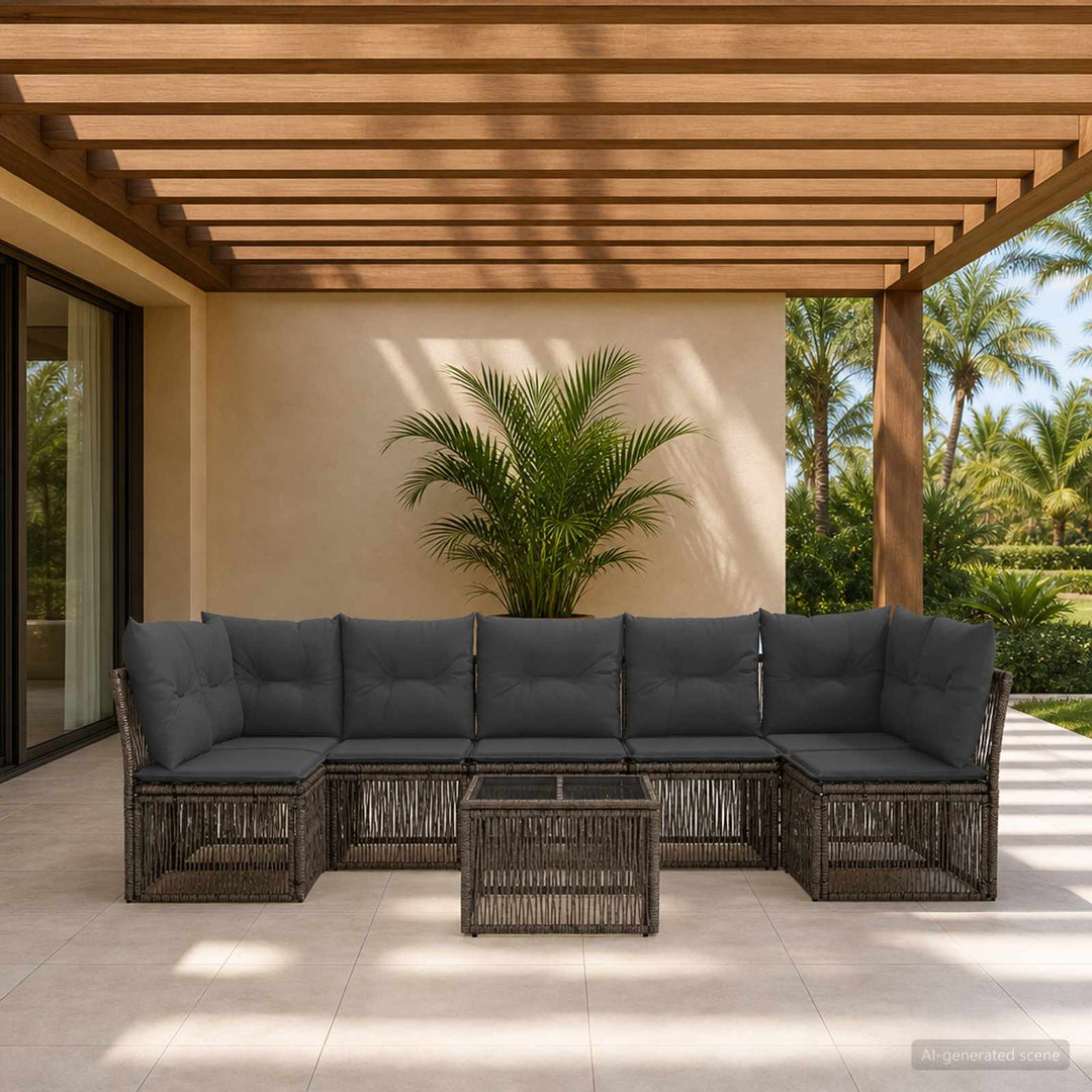 Havesofa Sæt 8 stk. Grå polyrattan