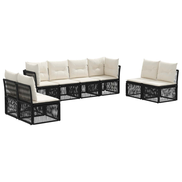 Havesofa Sæt 8 stk. Sort polyrattan