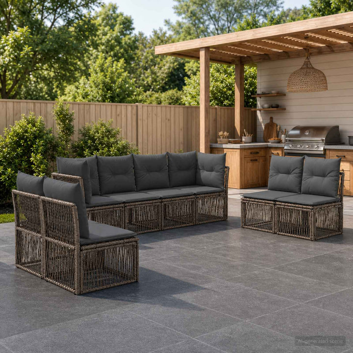 Havesofa Sæt 8 stk. Grå polyrattan