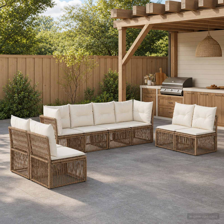 Havesofa Sæt 8 stk. Beige polyrattan