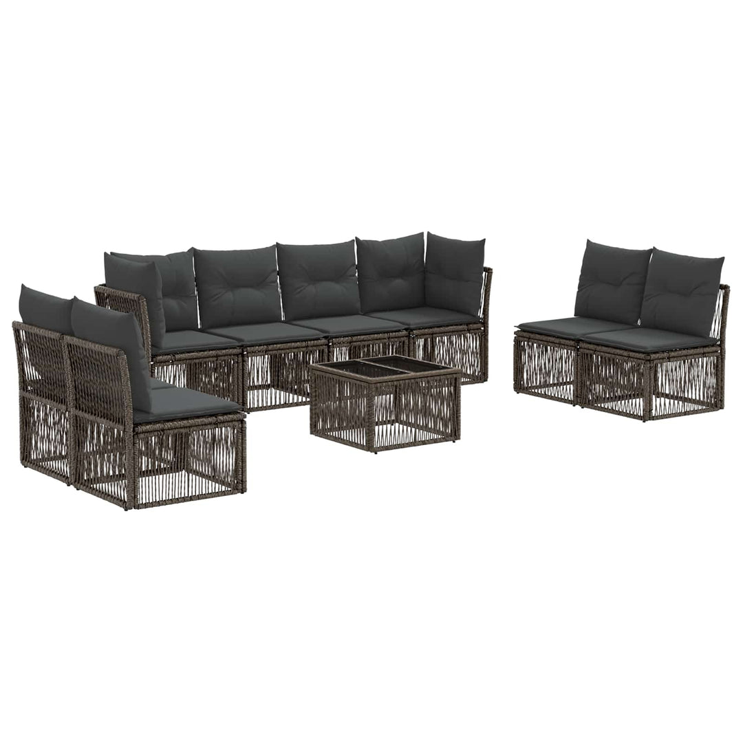 Havesofa Sæt 9 stk. Grå polyrattan