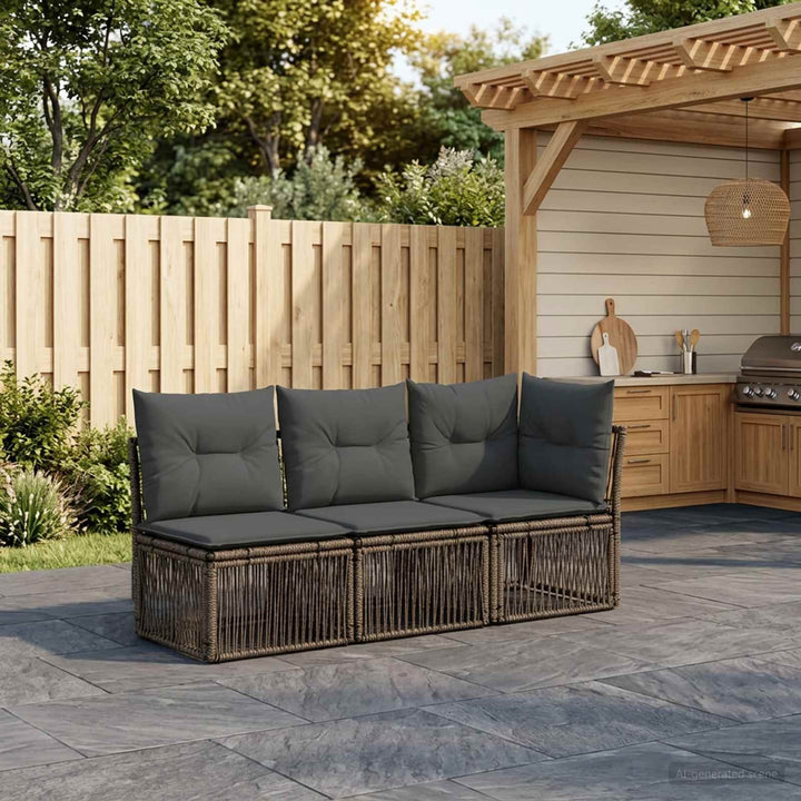 Havesofa Sæt 3 stk. 3-Antal sæder Grå polyrattan