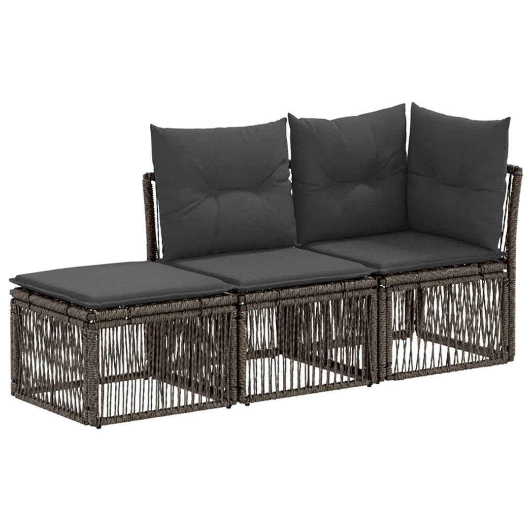 Havesofa Sæt 3 stk. 3-Antal sæder Grå polyrattan