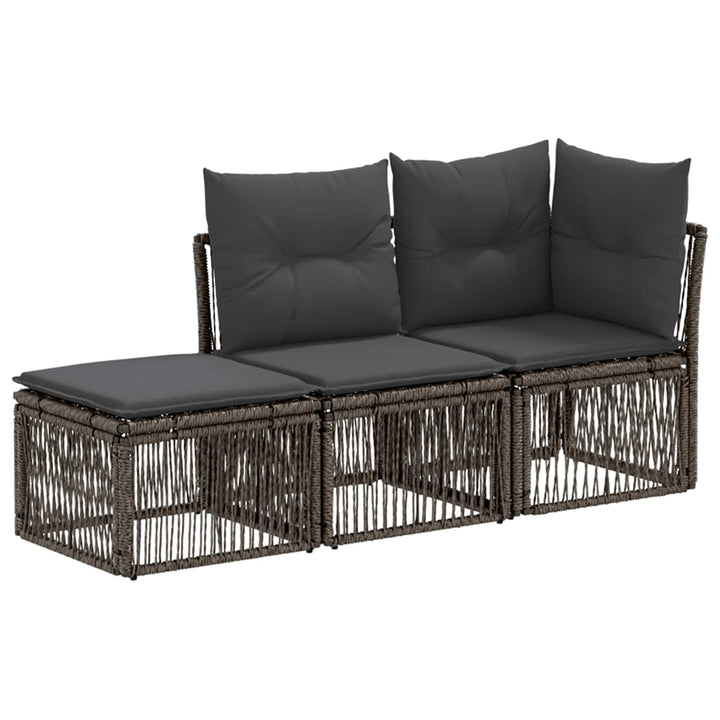 Havesofa Sæt 3 stk. 3-Antal sæder Grå polyrattan