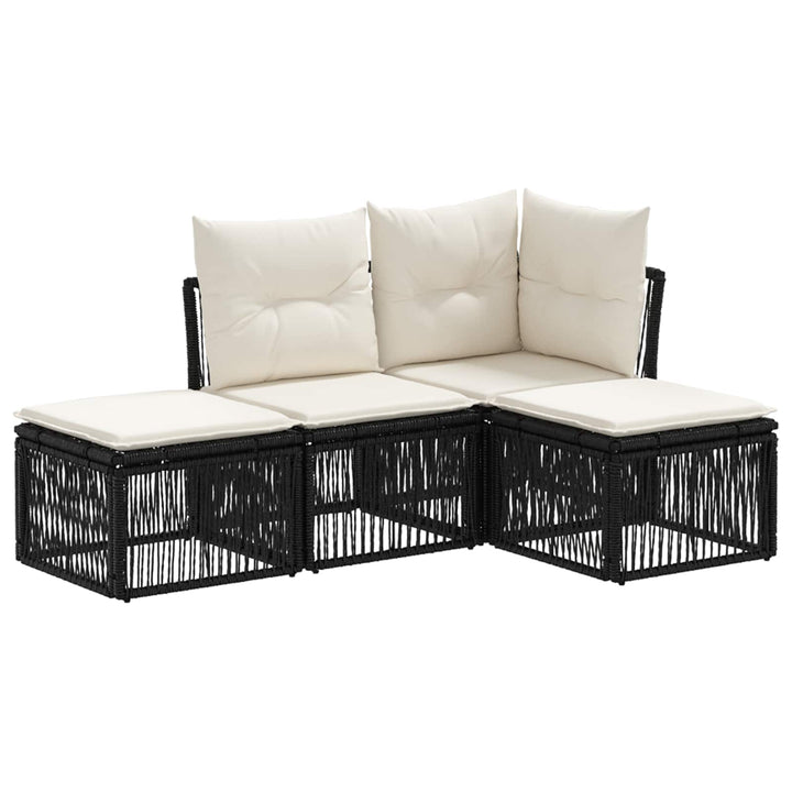 Havesofa Sæt 4 stk. Sort polyrattan