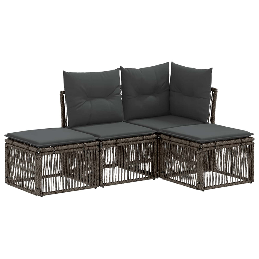 Havesofa Sæt 4 stk. Grå polyrattan