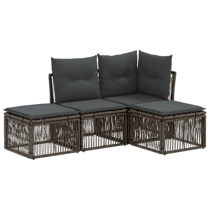 Havesofa Sæt 4 stk. Grå polyrattan