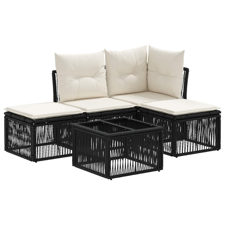Havesofa Sæt 5 stk. Sort polyrattan