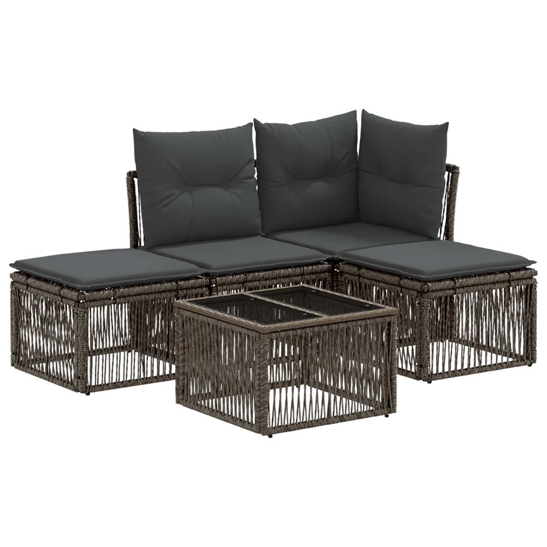 Havesofa Sæt 5 stk. Grå polyrattan
