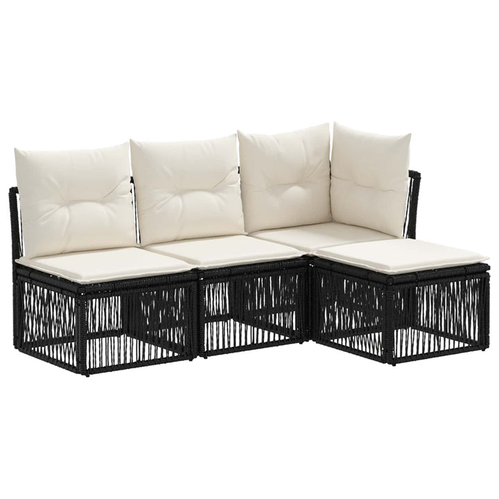 Havesofa Sæt 4 stk. Sort polyrattan