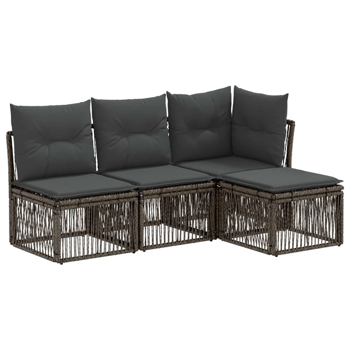 Havesofa Sæt 4 stk. Grå polyrattan